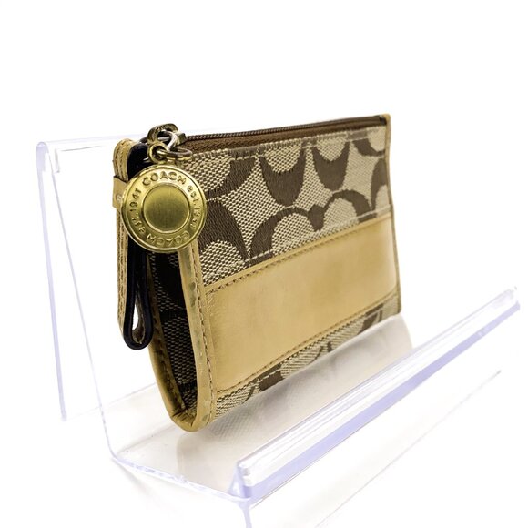 COACH Signature Mini Card Case Holder w/Key Ring - Picture 9 of 9